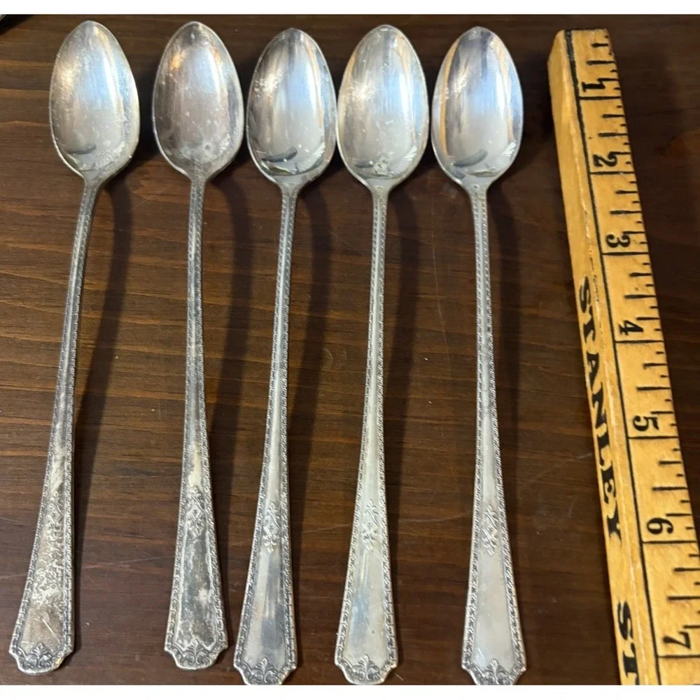 5 Wm A Rogers Berkeley 1929 Silverplate Iced Tea Parfait Spoons 7 3/8